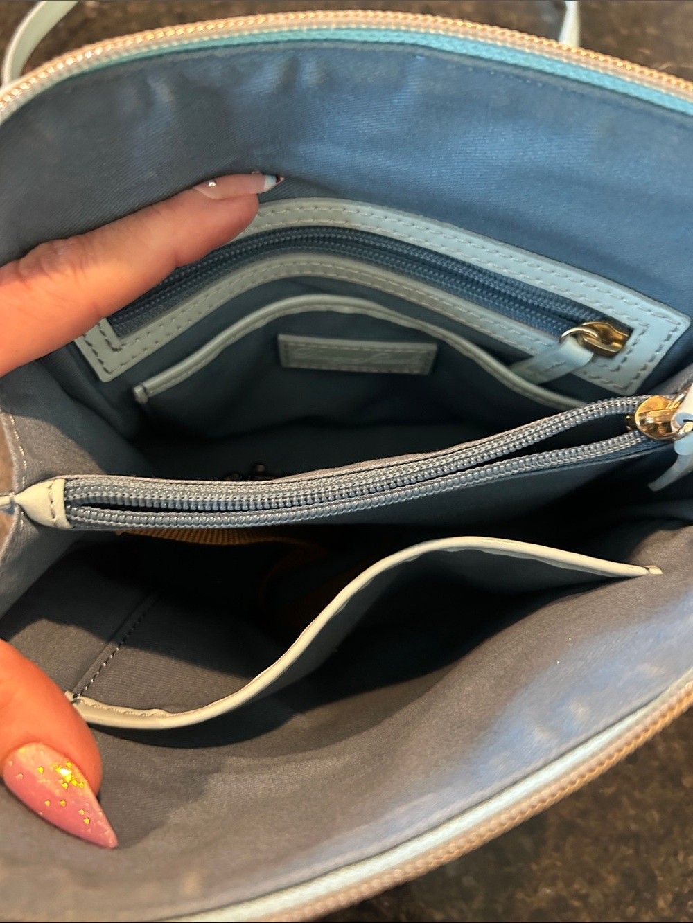 Dooney & Bourke Light Blue Patent Crossbody Bag - Picture 3 of 8